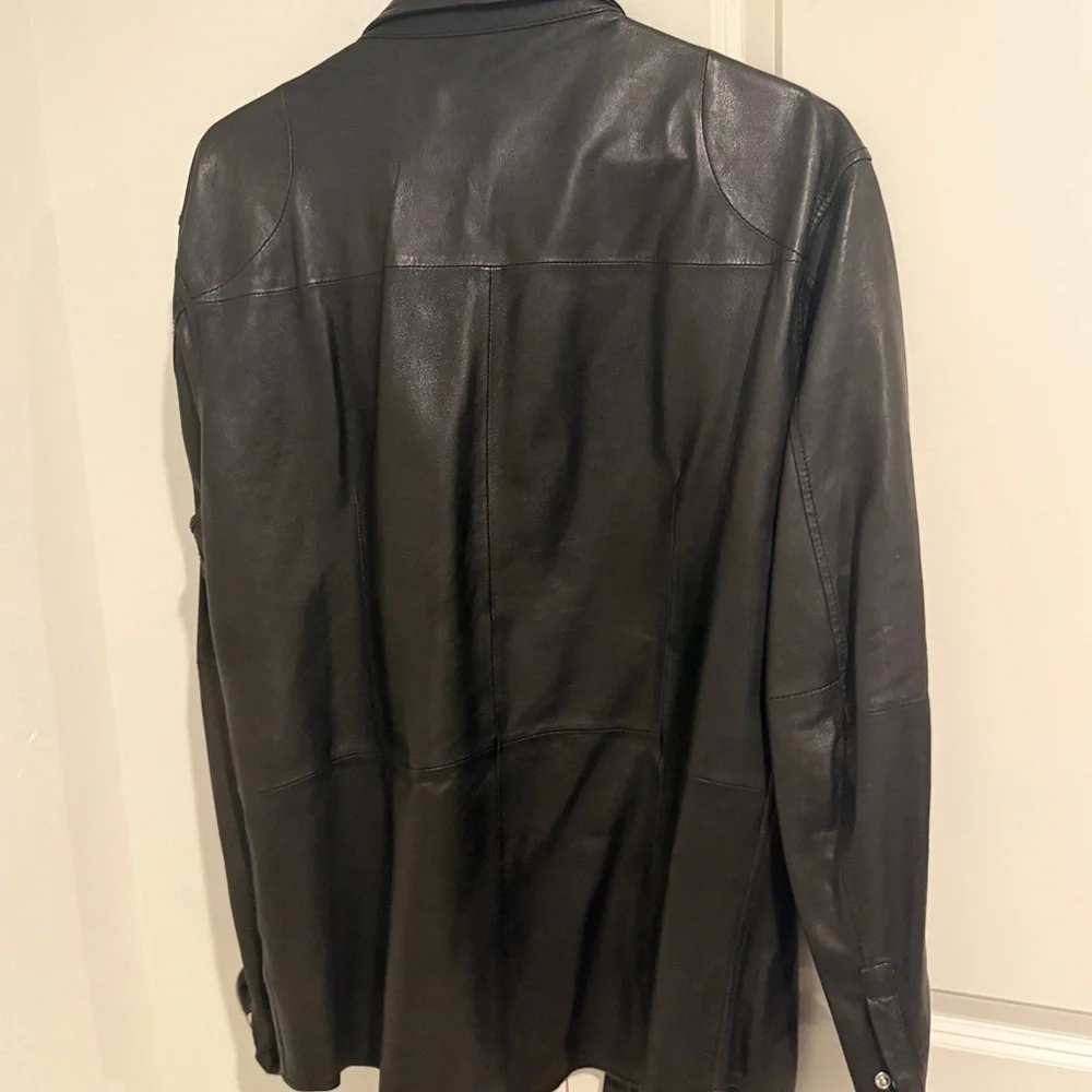 H& M Black Leather Button-Up Shirt - Picture 3 of 4
